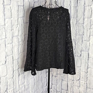 SUGAR + LIPS Black Lace Crochet Blouse Medium‎
